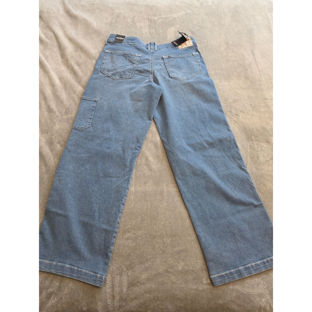 True Religion Low Rise Carpenter Jeans Wide Leg Double Knee Blue Denim W30 - Picture 7 of 7